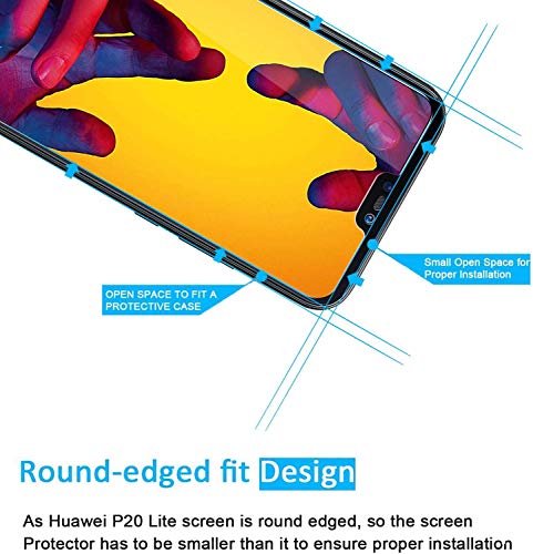 NEW'C [3 Pack Designed for Huawei P20 Lite, Nova 3e Screen Protector Tempered Glass, Case Friendly Anti Scratch Bubble Free Ultra Resistant