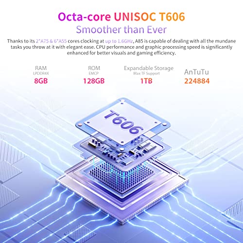 Blackview A85 Mobile Phone Unlocked, 50MP Camera, 8GB+128GB, 6.5" HD+ 90Hz Screen, 18W Fast Charge, Dual SIM Android 12 Smartphone, 3 Card Slot(2 SIM+1 TF Card), Box Speaker, Sky Mirror