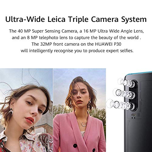 Huawei P30 ELE-L09 4G Smartphone 6GB RAM 128GB Unlocked - Midnight Black A (Renewed)