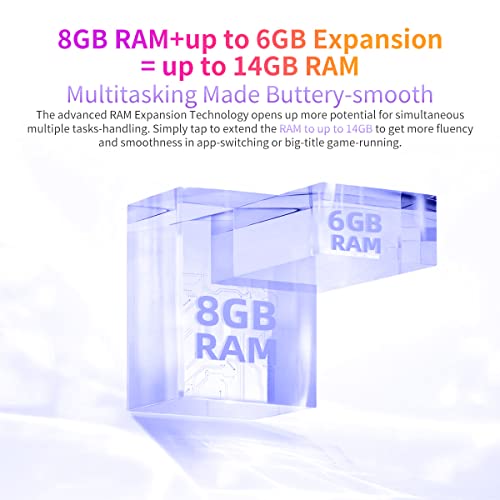 Blackview A85 Mobile Phone Unlocked, 50MP Camera, 8GB+128GB, 6.5" HD+ 90Hz Screen, 18W Fast Charge, Dual SIM Android 12 Smartphone, 3 Card Slot(2 SIM+1 TF Card), Box Speaker, Sky Mirror