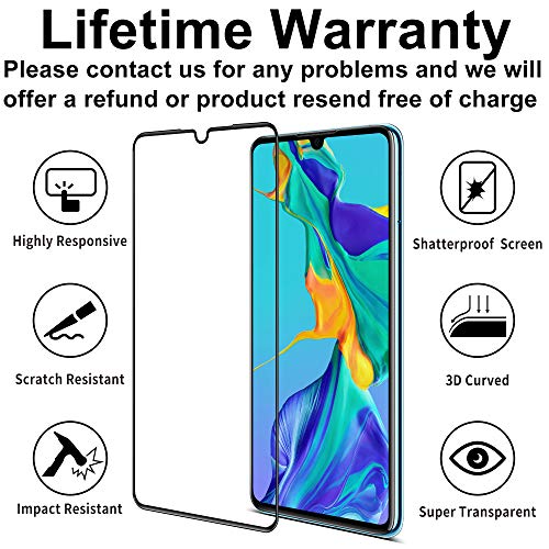 4youquality [3-Pack[Full Coverage] Screen Protector for Huawei P30, Tempered Glass Film [Full-Coverage][LifetimeWarranty][Anti-Scratch][Anti-Shatter]