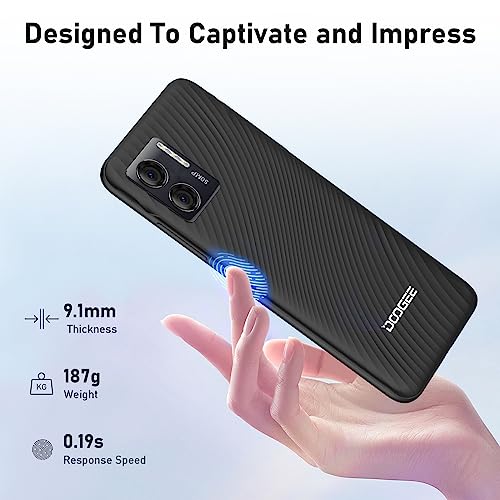 DOOGEE N50 Mobile Phones SIM Free Unlocked, Android 13 Phones, 15GB RAM 128GB ROM, 6.52" HD+ Waterdrop Screen, Smartphone 50MP+8MP, Dual 4G Nano SIM, 4200mAh OTG/GPS Face ID, Side Fingerprint, Black
