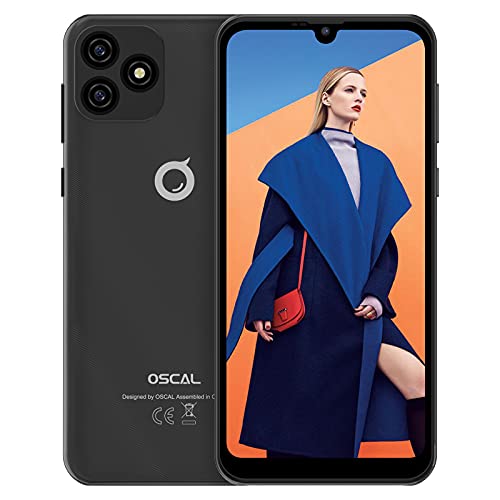 OSCAL Mobile Phone, C20 Smartphone SIM Free Android Phones Unlocked, 6.088 inches Waterdrop Full-Screen, 3G Dual SIM Android 11 Go Phone, 32GB ROM/SD 128GB, 3380mAh Battery, 5MP Camera, Face ID-Black