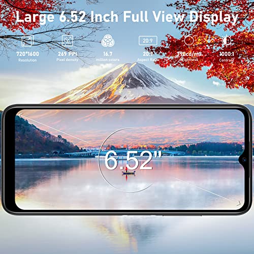 DOOGEE N50 Mobile Phones SIM Free Unlocked, Android 13 Phones, 15GB RAM 128GB ROM, 6.52" HD+ Waterdrop Screen, Smartphone 50MP+8MP, Dual 4G Nano SIM, 4200mAh OTG/GPS Face ID, Side Fingerprint, Black