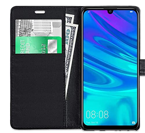 KP TECHNOLOGY Huawei Y6 2019 / Y6 Pro 2019 Case, Huawei Y6 2019 Leather Case, Huawei Y6 2019 Book Flip Leather Wallet Cover with Card Slots for Huawei Y6 2019 / Y6 Pro 2019 (BLACK)