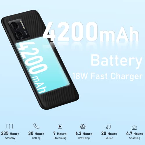 DOOGEE N50 Mobile Phones SIM Free Unlocked, Android 13 Phones, 15GB RAM 128GB ROM, 6.52" HD+ Waterdrop Screen, Smartphone 50MP+8MP, Dual 4G Nano SIM, 4200mAh OTG/GPS Face ID, Side Fingerprint, Black