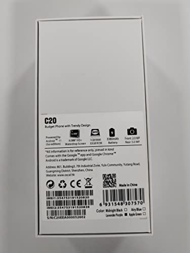 OSCAL Mobile Phone, C20 Smartphone SIM Free Android Phones Unlocked, 6.088 inches Waterdrop Full-Screen, 3G Dual SIM Android 11 Go Phone, 32GB ROM/SD 128GB, 3380mAh Battery, 5MP Camera, Face ID-Black