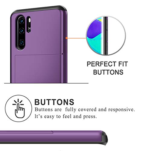 Coolden for Huawei P30 Pro Case Armor Shockproof Case for Huawei P30 Pro Wallet Case Cover Protective Case Rubber Bumper Card Holder Slot Wallet Case Cover for Huawei P30 Pro Phone Case (Purple)