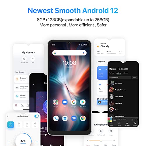 UMIDIGI C1 Max Sim Free Unlocked Phone, Android 12, 50MP+8MP Camera， Dual SIM 4G Mobile phone, 5150 mAh Cheap Smartphone, 6.52" HD+ Display, 6+128GB (Expanded to 256GB), Facial Fingerprint Unlocking