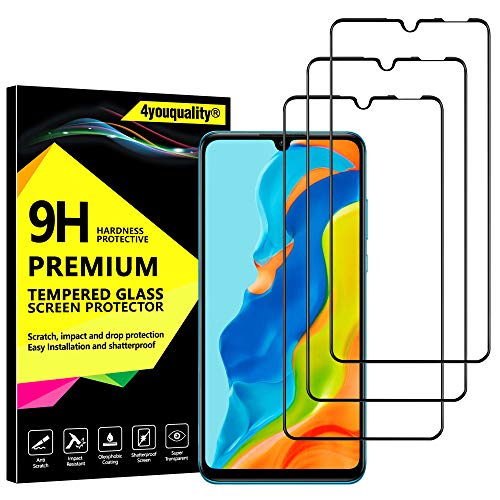 4youquality [3-Pack[Full Coverage] Screen Protector for Huawei P30 Lite, Tempered Glass Film [Full-Coverage][LifetimeWarranty][Anti-Scratch][Anti-Shatter]