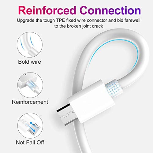 Micro Usb Cable for 3.0-3.3ft Fast Charger Cable for Huawei P smart 2020/Y7p/Y6s/Y5/Enjoy 9s/Y5p/Y8s/Y9/Y5 Prime/Y3/Y6/Y6 (2019)/Y7/P Smart 2019 High Speed Charging & Data Transfer Micro Cable(WHITE)