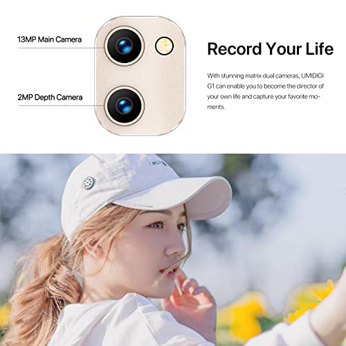 UMIDIGI Mobile Phone (2023) G1,Android 12 Go SIM Free Unlocked Smartphone,5150mAh Battery,6.52”HD+Screen 3+32GB RAM/256GB Extension,13MP Camera 4G Dual SIM/Face ID/GPS OTG/UK Version(Gold)