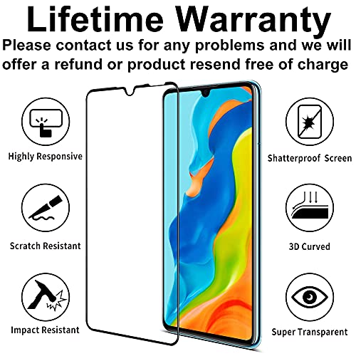 4youquality [3-Pack[Full Coverage] Screen Protector for Huawei P30 Lite, Tempered Glass Film [Full-Coverage][LifetimeWarranty][Anti-Scratch][Anti-Shatter]