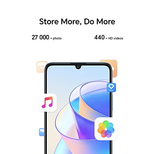 HONOR X7a Mobile Phone Unlocked, 6.74-Inch 90Hz Fullview Display, 50MP Quad Camera with 5330 mAh Battery, 4 GB+128 GB, Android 12 Titanium Silver