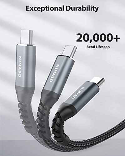 NIMASO USB C Cable 5A [2Pack/1M+2M],Huawei Superfast Charging cable 40W USB Type C Charger Data Cable Lead for Huawei P50 Pro, P40, P30 Pro, P30, Mate 50 Pro,Mate 40 Pro, Nova 5 Pro, Honor 20-grey