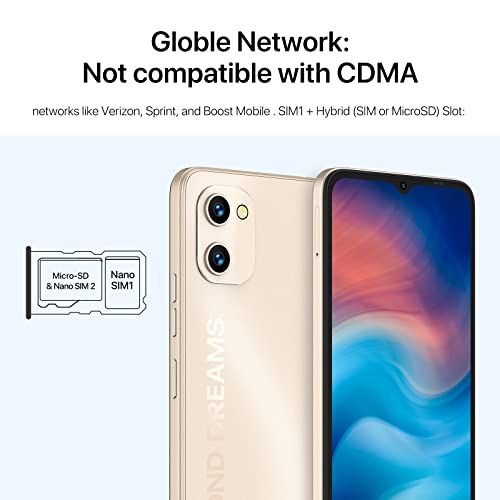 UMIDIGI Mobile Phone (2023) G1,Android 12 Go SIM Free Unlocked Smartphone,5150mAh Battery,6.52”HD+Screen 3+32GB RAM/256GB Extension,13MP Camera 4G Dual SIM/Face ID/GPS OTG/UK Version(Gold)