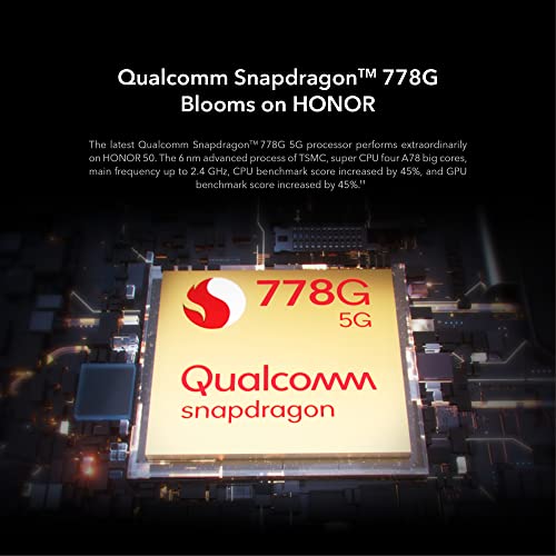 HONOR 50 Mobile Phone 5G SIM Free Unlocked 6 + 128 GB Smartphone with 108 MP Camera, 120 Hz 6.57 Inch Curved Screen, Android 11, 2 Year Warranty