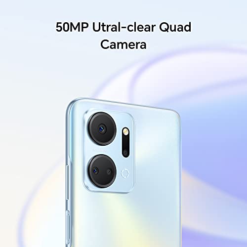 HONOR X7a Mobile Phone Unlocked, 6.74-Inch 90Hz Fullview Display, 50MP Quad Camera with 5330 mAh Battery, 4 GB+128 GB, Android 12 Titanium Silver
