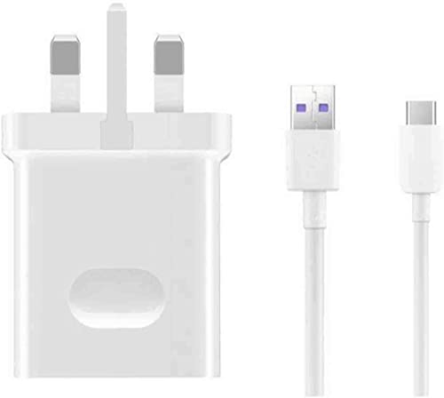 Huawei SuperCharge - Genuine Mains Adapter Charger With 5A Type C USB Cable Compatible with Huawei Type C Mobile Phones (No Retail Packaging)