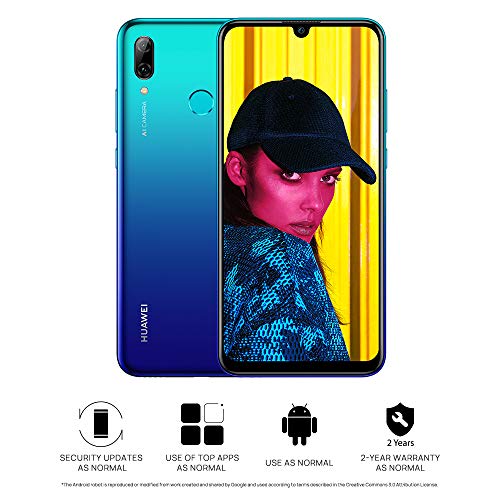 Huawei P Smart 2019 64 GB 6.21-Inch 2K FullView Dewdrop SIM-Free Smartphone with Dual AI Camera, Android 9.0, Single SIM, UK Version, Aurora Blue