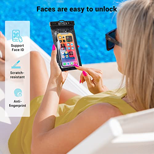 BTYEX Universal Waterproof Phone Pouch Cellphone Dry Bag Case with Lanyard for iPhone 14 13 12 Pro Max Xs Max XR X 8 7 6S Plus SE, Galaxy S22 S21 S20 S10, HUAWEI P50 up to 7.0’’ Black