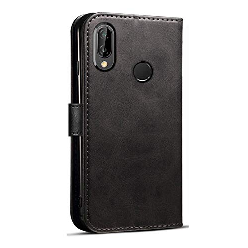 Huawei P Smart 2019 / Honor 10 Lite Case, Premium PU Leather Flip Wallet Phone Case Cover with Magnetic Closure Stand Card Holder for Huawei P Smart 2019 / Honor 10 Lite (Black Book)
