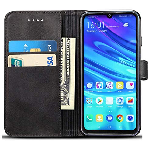 Huawei P Smart 2019 / Honor 10 Lite Case, Premium PU Leather Flip Wallet Phone Case Cover with Magnetic Closure Stand Card Holder for Huawei P Smart 2019 / Honor 10 Lite (Black Book)