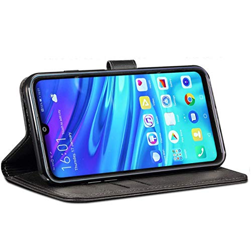 Huawei P Smart 2019 / Honor 10 Lite Case, Premium PU Leather Flip Wallet Phone Case Cover with Magnetic Closure Stand Card Holder for Huawei P Smart 2019 / Honor 10 Lite (Black Book)