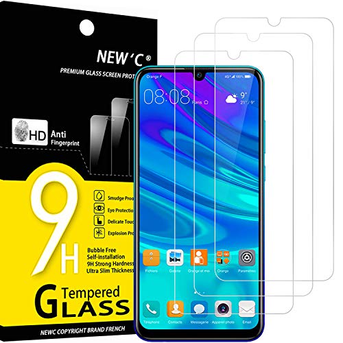 NEW'C [3 Pack Designed for Huawei P Smart 2019, Honor 10 Lite, Honor 8A Screen Protector Tempered Glass, Case Friendly Anti Scratch Bubble Free Ultra Resistant