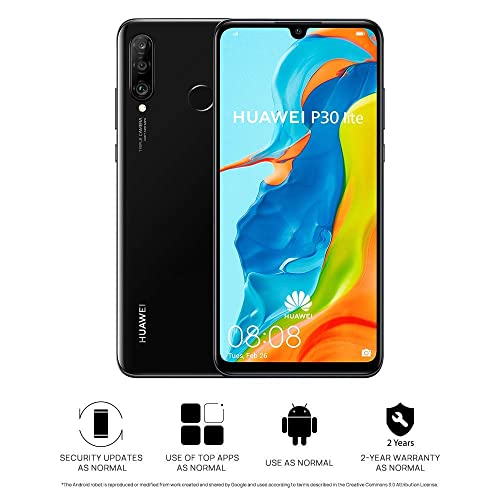 Huawei P30 Lite 128 GB 6.15 inch FHD Dewdrop Display Smartphone with 48MP AI Ultra-wide Triple Camera, 4GB RAM, Android 9.0 Sim-Free Mobile Phone, Dual Sim, UK Version, Black (Renewed)