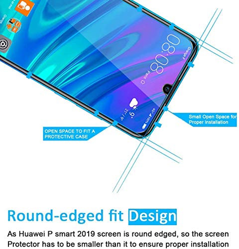 NEW'C [3 Pack Designed for Huawei P Smart 2019, Honor 10 Lite, Honor 8A Screen Protector Tempered Glass, Case Friendly Anti Scratch Bubble Free Ultra Resistant