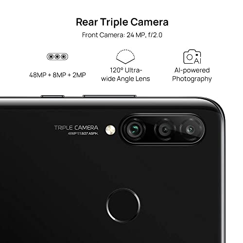Huawei P30 Lite 128 GB 6.15 inch FHD Dewdrop Display Smartphone with 48MP AI Ultra-wide Triple Camera, 4GB RAM, Android 9.0 Sim-Free Mobile Phone, Dual Sim, UK Version, Black (Renewed)