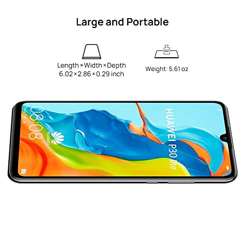 Huawei P30 Lite 128 GB 6.15 inch FHD Dewdrop Display Smartphone with 48MP AI Ultra-wide Triple Camera, 4GB RAM, Android 9.0 Sim-Free Mobile Phone, Dual Sim, UK Version, Black (Renewed)