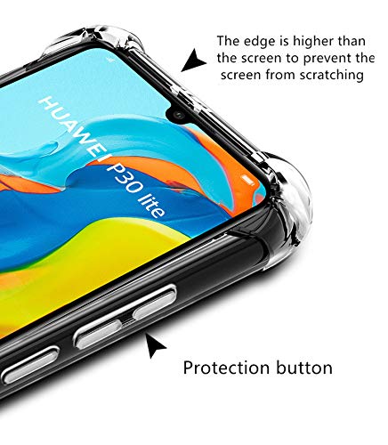 Hually case for Huawei P30 lite, Crystal Clear [Anti Yellow] Anti fingerprint, Ultra Thin Designed, Drop Protection, Fully Protective Smartphone, cover for p30 lite phone case and Nove 4e phone case