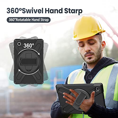 Gerutek Galaxy Tab A7 Lite Case Shockproof,Samsung Galaxy Tab A7 lite Case kids with Screen Protector, Galaxy Tablet 8.7 inch Case with 360 Rotating Hand Strap Stand for SM-T220/T225, Black
