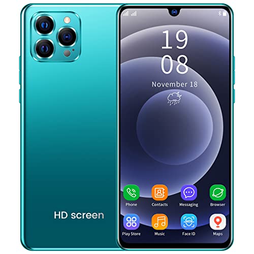 NeEars Mobile phones, 6.26" HD Display, 8GB (Extendable to128GB) Beautiful Smartphone，Dual SIM Dual Camera 3G Cellphone (i12Pro-Green)