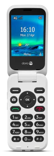 Doro 6820 4G Unlocked Flip Mobile Phone for Seniors with Talking Number Keys, 2MP Camera, Assistance Button and Charging Cradle [UK and Irish Version]