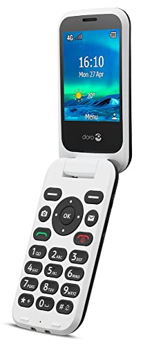 Doro 6820 4G Unlocked Flip Mobile Phone for Seniors with Talking Number Keys, 2MP Camera, Assistance Button and Charging Cradle [UK and Irish Version]