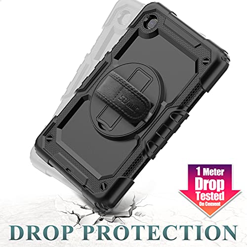 SEYMAC stock for Samsung Galaxy Tab A7 Lite Case 8.7'' with Screen Protector Pencil Holder [360 Rotating Hand Strap] & Stand, Drop-Proof Case for Samsung Galaxy Tab A7 Lite 2021 SM-T220/T225 (Black)
