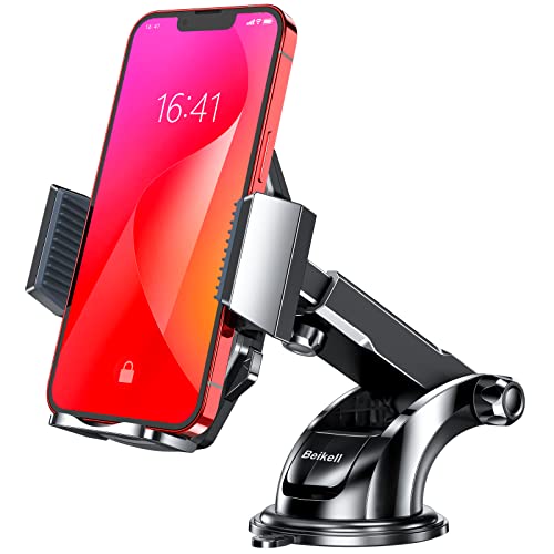 Beikell Car Phone Holder, Adjustable Car Phone Mount Cradle 360° Rotation - Phone Holder for Car with One Button Release and Strong Sticky Gel Pad for Mobile Phones from 4.7 to 6.7 inches