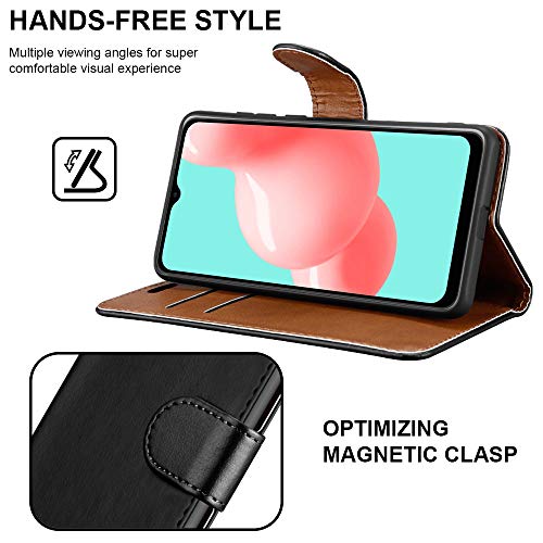 iCatchy For Samsung Galaxy A32 5G Case Leather Wallet Book Flip Folio Stand View Cover with Card Slots Compatible with Galaxy A32 (6.5'') Phone Cover (Black)