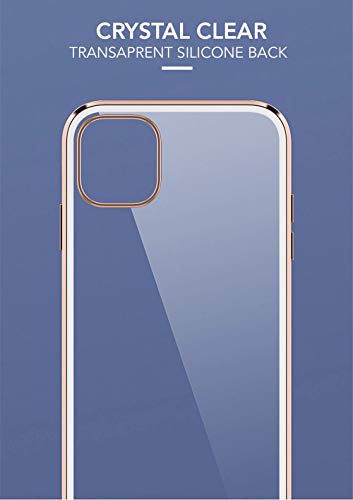 OWM iPhone 11 Case Clear Silicone Transparent Back Bumper Shockproof Gold Edging Luxury Designer Slim Soft Protective Phone Cover Compatible for iPhone 11 [6.1” Inches] - White
