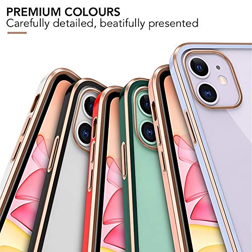 OWM iPhone 11 Case Clear Silicone Transparent Back Bumper Shockproof Gold Edging Luxury Designer Slim Soft Protective Phone Cover Compatible for iPhone 11 [6.1” Inches] - White