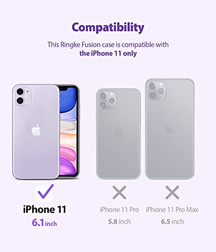Ringke Fusion Designed for iPhone 11 Case, Clear Hard Back PC Shockproof TPU Bumper Phone Cover Case for iPhone 11 6.1-Inch (2019) - Transparent