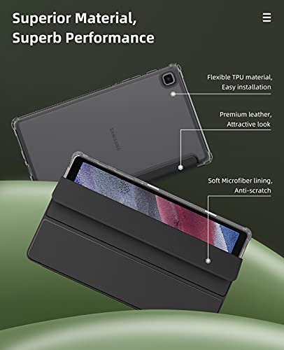 MoKo Case Fits Samsung Galaxy Tab A7 Lite 8.7 Inch SM-T225/T220/T227, Slim Lightweight Smart Case Trifold Stand Case with Soft TPU Translucent Frosted Back Shell for Galaxy Tab A7 Lite – Black