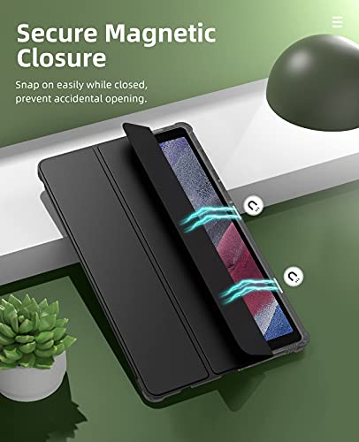 MoKo Case Fits Samsung Galaxy Tab A7 Lite 8.7 Inch SM-T225/T220/T227, Slim Lightweight Smart Case Trifold Stand Case with Soft TPU Translucent Frosted Back Shell for Galaxy Tab A7 Lite – Black