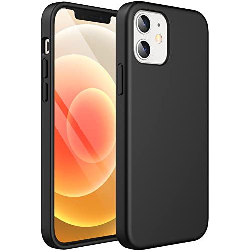 JETech Silicone Case for iPhone 12/12 Pro 6.1-Inch, Silky-Soft Touch Full-Body Protective Phone Case, Shockproof Cover with Microfiber Lining (Black)