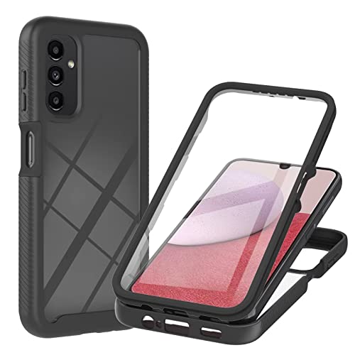 Samsung Galaxy A04S/Samsung A13 5G Case Built-in Screen Protector 360 Degree Full Body Shockproof Protection Cover Bumper Transparent Back Phone Case Shockproof Slim Fit Cover Black