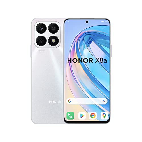 HONOR X8a Mobile Phone Unlocked, 100MP Triple Camera, 6.7" 90Hz Fullview Display, 6 GB+128 GB, Android 12, Dual SIM, Titanium Silver