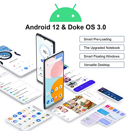 Blackview Mobile Phones, A53(2023) 7GB+32GB/1TB, Android 12 Phones, 5080mAh, 6.5’’ HD+ Screen, 12MP+5MP, 3 Cards Slots, 4G Dual Sim Free Unlocked UK, Face ID, GPS, 10W Charger Latest phone - Blue